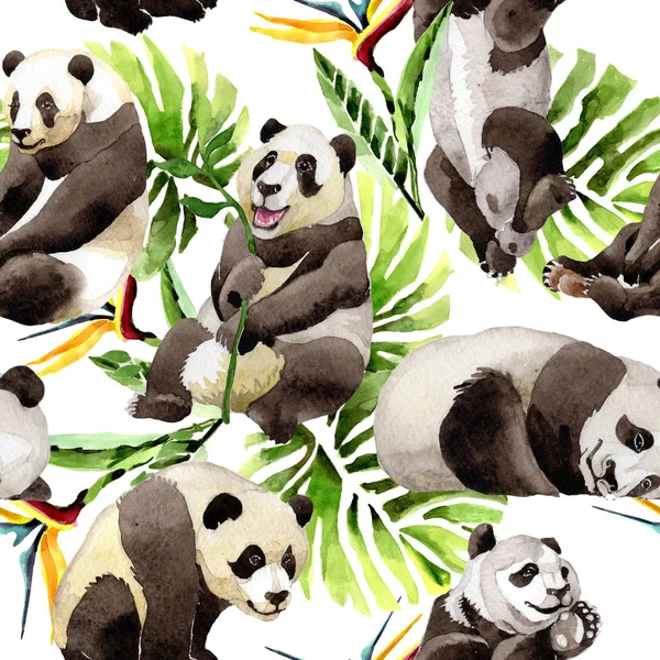 Panda vahşi hayvan desen suluboya tarzında.