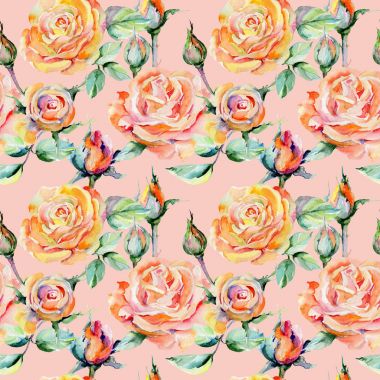 Kır çiçeği gül çiçek deseni suluboya tarzında.