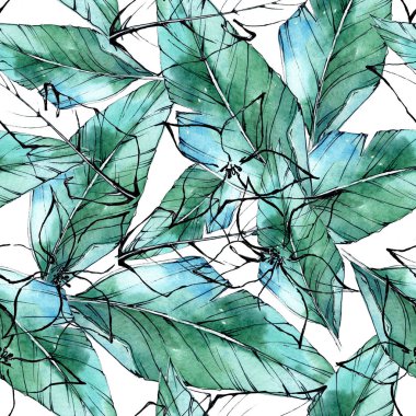 Tropikal bitki deseni suluboya tarzında.