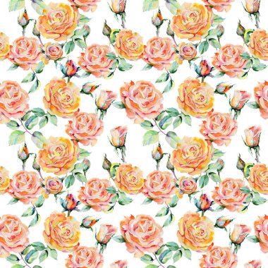 Kır çiçeği gül çiçek deseni suluboya tarzında.