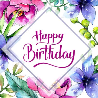 Tropik bitkiler çerçeve suluboya tarzında.