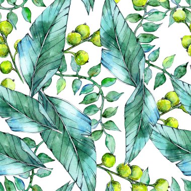 Tropikal bitki deseni suluboya tarzında.