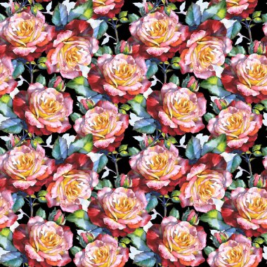 Kır çiçeği gül çiçek deseni suluboya tarzında.