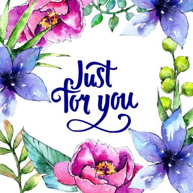 Tropik bitkiler çerçeve suluboya tarzında.