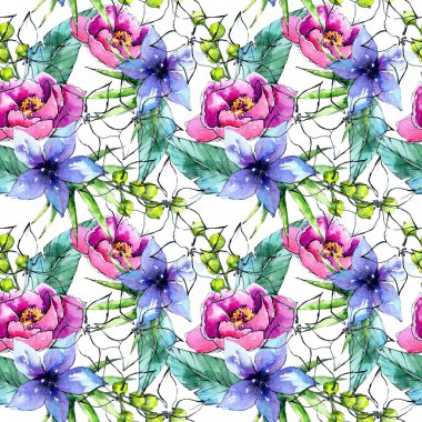 Tropikal bitki deseni suluboya tarzında.