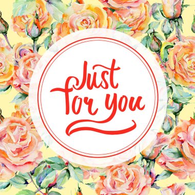 Kır çiçeği gül çiçek çerçeve suluboya tarzında.