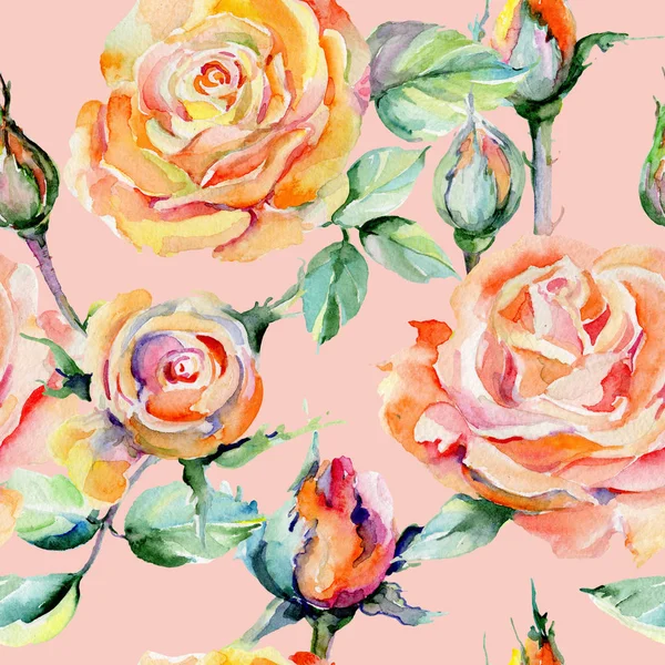 Kır çiçeği gül çiçek deseni suluboya tarzında.