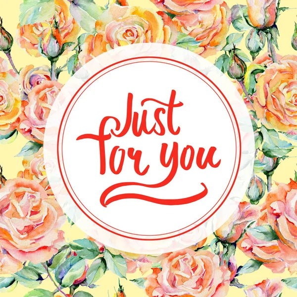 Kır çiçeği gül çiçek çerçeve suluboya tarzında.