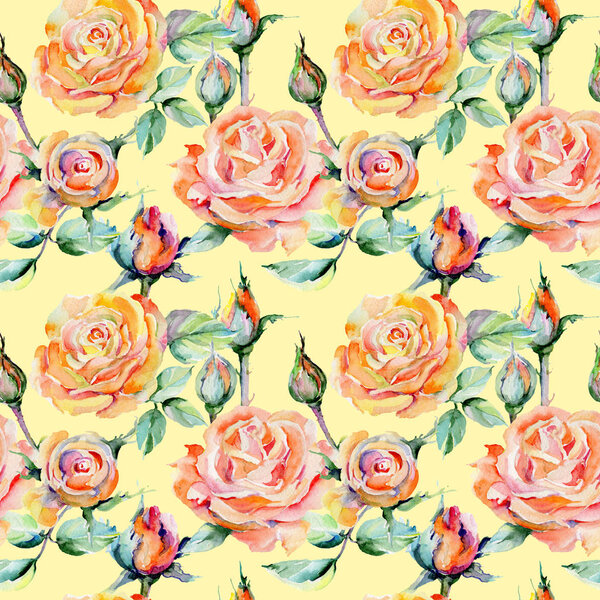 Wildflower rose flower pattern in a watercolor style.