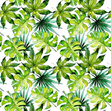 Tropikal Hawaii bitki deseni bir suluboya tarzında bırakır..