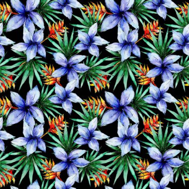 Tropikal Hawaii bitki deseni bir suluboya tarzında bırakır..