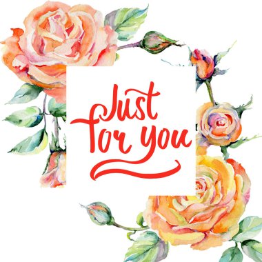 Kır çiçeği gül çiçek çerçeve suluboya tarzında.