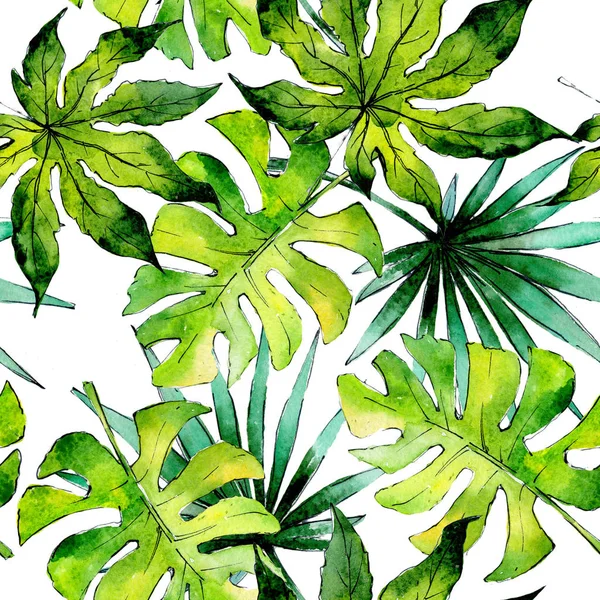 Tropical Hawaii leaves plants pattern  in a watercolor style. — Stock Photo, Image