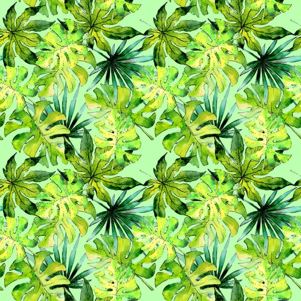 Tropická Hawaii listy rostliny vzor ve stylu akvarelu. — Stock fotografie
