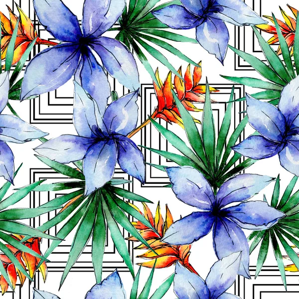 Tropical Hawaii laisse le motif de plantes dans un style aquarelle . — Photo