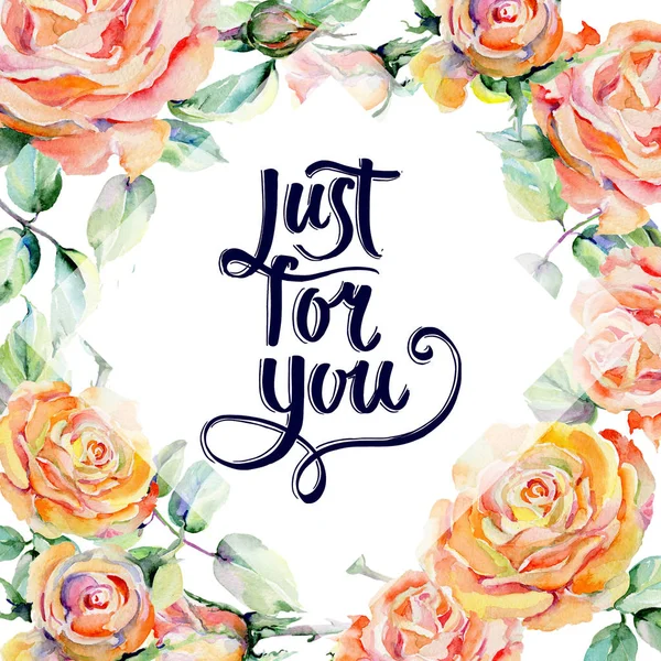 Kır çiçeği gül çiçek çerçeve suluboya tarzında.