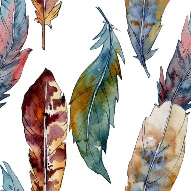 Suluboya kuş tüyü desen Wing.