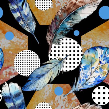 Suluboya kuş tüyü desen Wing.