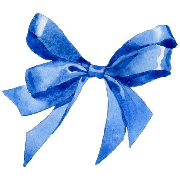 Akvarell holiday kék szalag íj üdvözlés illusztráció. — Stock Fotó