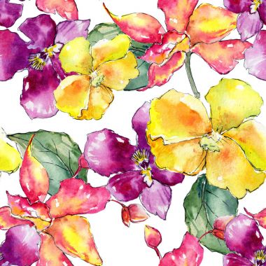 Kır çiçeği orkide çiçek deseni suluboya tarzında.