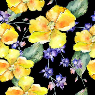 Kır çiçeği orkide çiçek deseni suluboya tarzında.