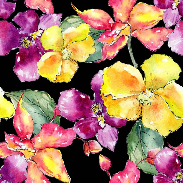 Kır çiçeği orkide çiçek deseni suluboya tarzında.