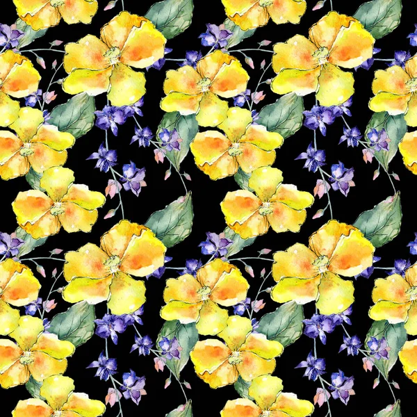 Kır çiçeği orkide çiçek deseni suluboya tarzında.