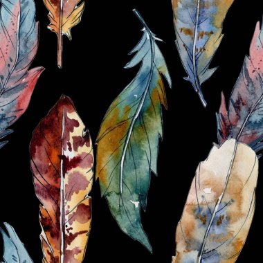 Suluboya kuş tüyü desen Wing.