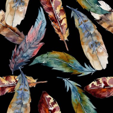 Suluboya kuş tüyü desen Wing.