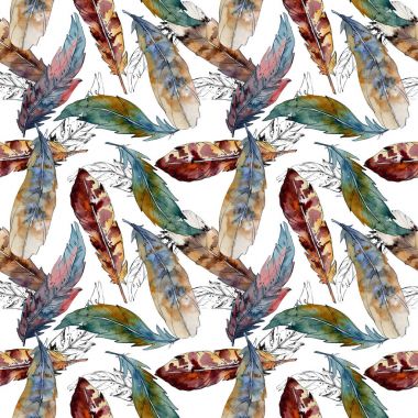 Suluboya kuş tüyü desen Wing.