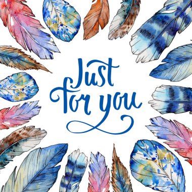 Suluboya kuş kanat tüy çerçevesinden.