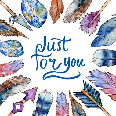 Suluboya kuş kanat tüy çerçevesinden.