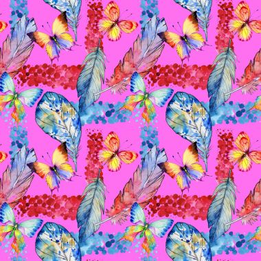 Suluboya kuş tüyü desen Wing.