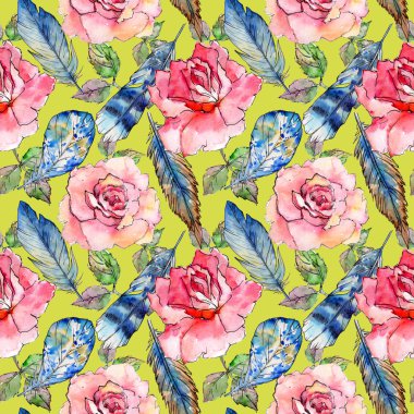 Suluboya kuş tüyü desen Wing.