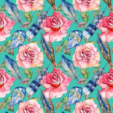 Suluboya kuş tüyü desen Wing.