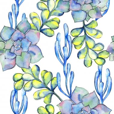 Tropikal kaktüs desen bir suluboya tarzında bırakır..