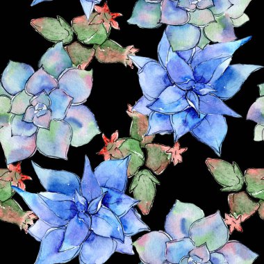 Tropikal kaktüs desen bir suluboya tarzında bırakır..