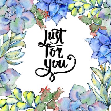 Tropikal kaktüs çerçeve bir suluboya tarzında bırakır..