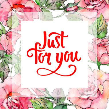 Kır çiçeği gül çiçek çerçeve suluboya tarzında.