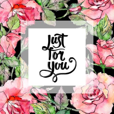 Kır çiçeği gül çiçek çerçeve suluboya tarzında.