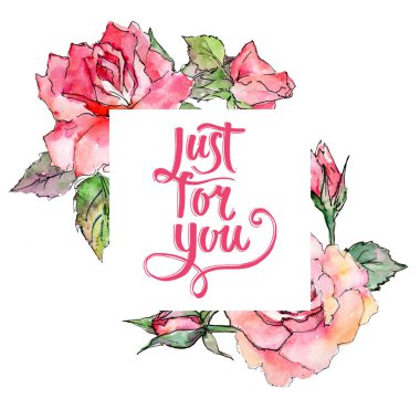 Kır çiçeği gül çiçek çerçeve suluboya tarzında.