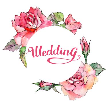 Kır çiçeği gül çiçek çerçeve suluboya tarzında.