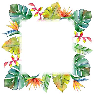 Tropikal Hawaii çerçeve bir suluboya tarzında bırakır..