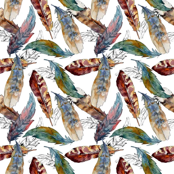 Suluboya kuş tüyü desen Wing.