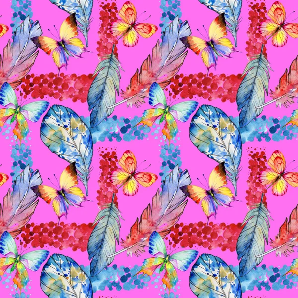 Suluboya kuş tüyü desen Wing.