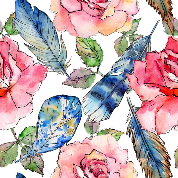 Suluboya kuş tüyü desen Wing.