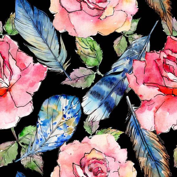 Suluboya kuş tüyü desen Wing.