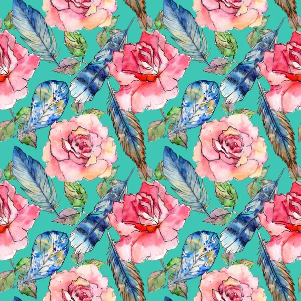 Suluboya kuş tüyü desen Wing.