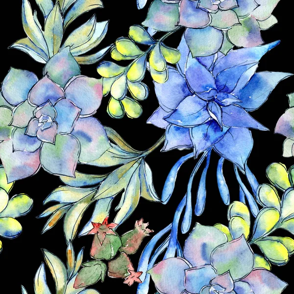 Tropikal kaktüs desen bir suluboya tarzında bırakır..