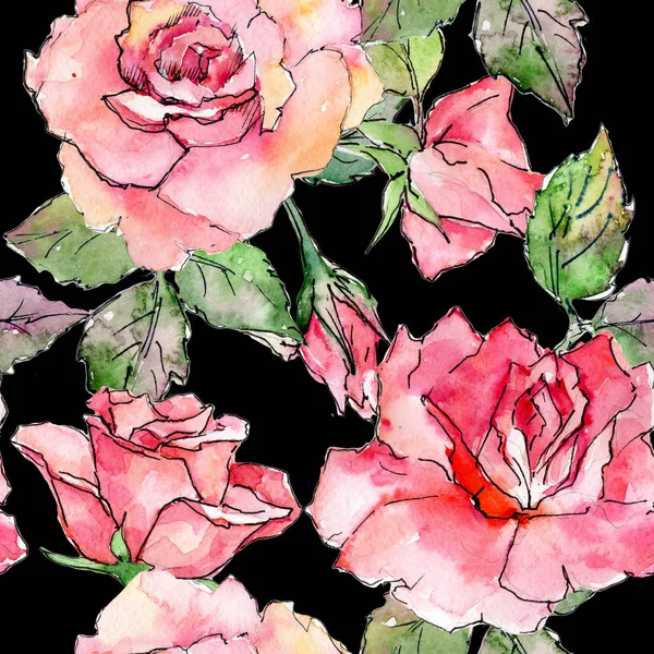 Flor silvestre rosa patrón de flores en un estilo de acuarela . — Foto de Stock